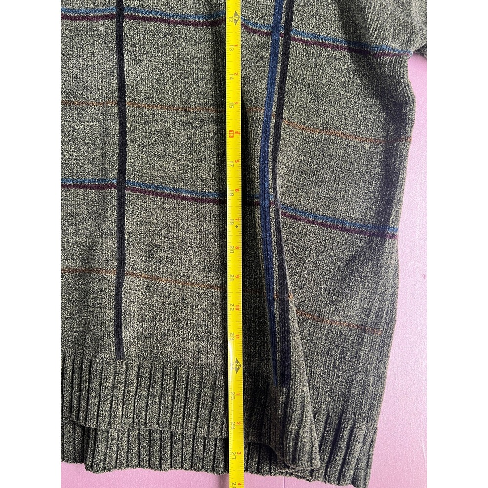 Vintage Eclectic Grandpa Green Windowpane Plaid Cozy Crewneck Sweater 90s Size M - Picture 5 of 9